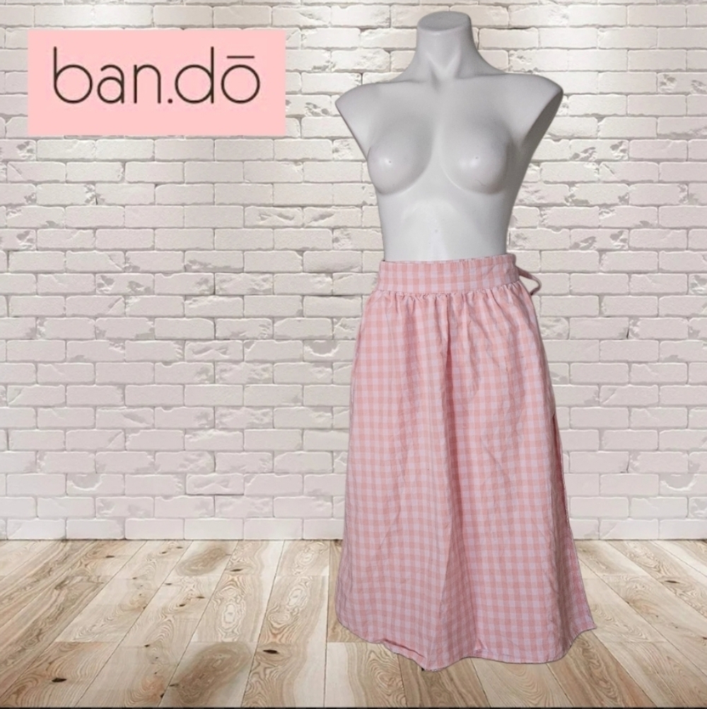 bando Checkered Easy Wrap Midi Skirt Retro Coquette Gingham Small